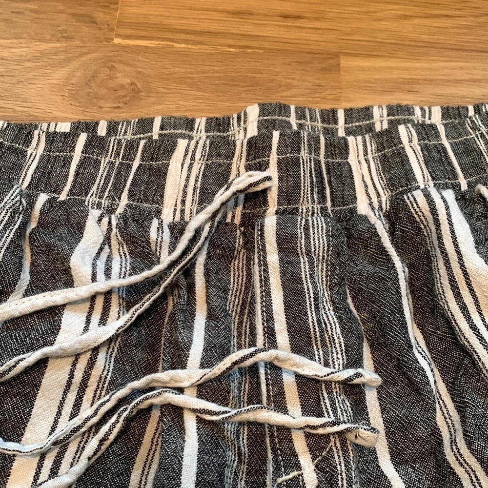 Briggs Linen Blend Elastic Waist Wide Leg Stripped Pants Blue & White Women’s L - Picture 6 of 16